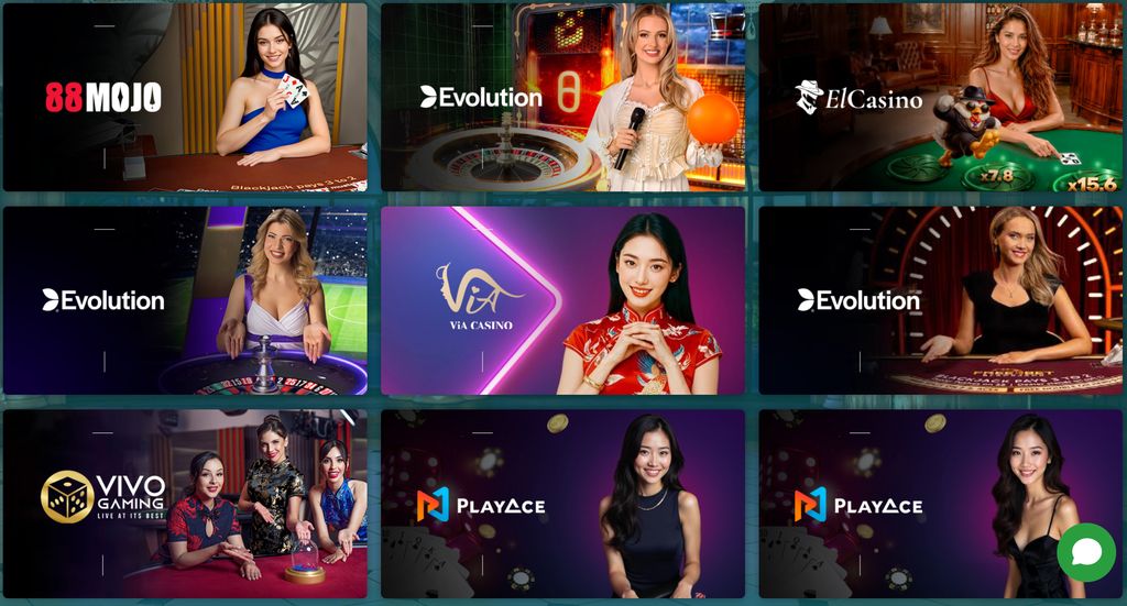 Live casino lobby at 22Bet featuring Evolution, Vivo Gaming, and other providers