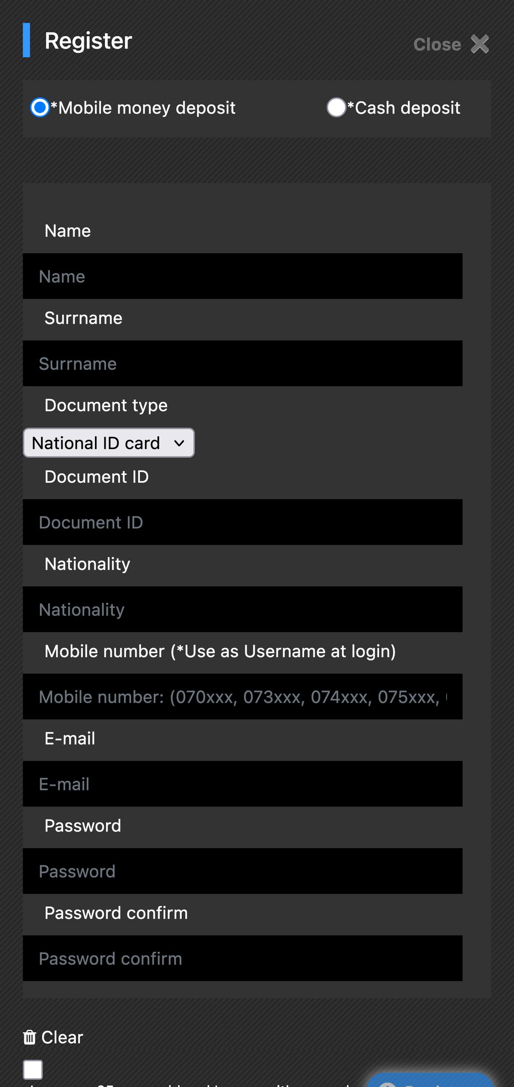 Premier Bet registration